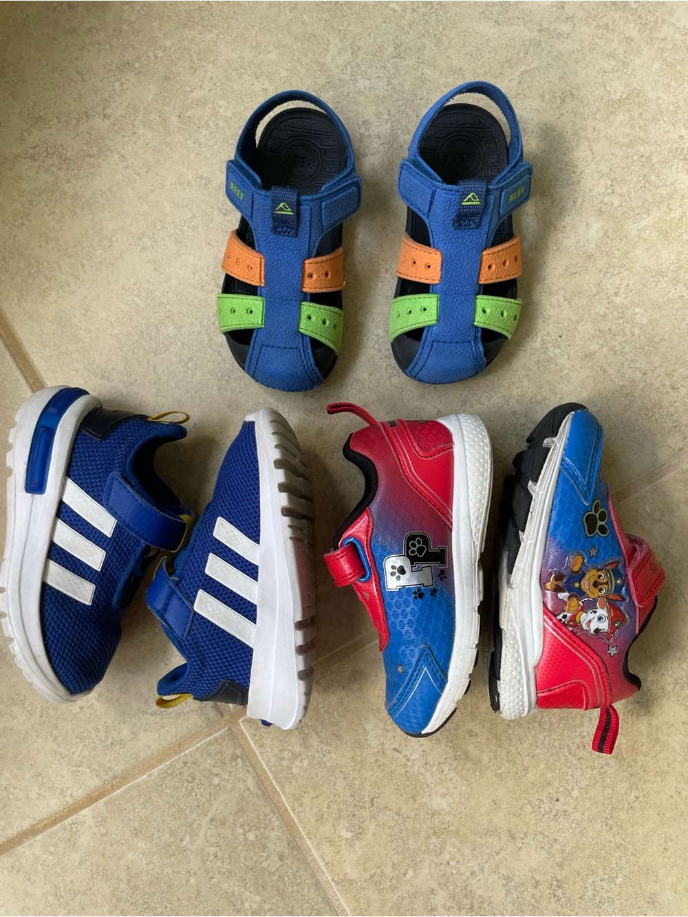 Toddler Boys Shoe Bundle Sz 6 Adidas Reef Sandals Paw Patrol Light Up